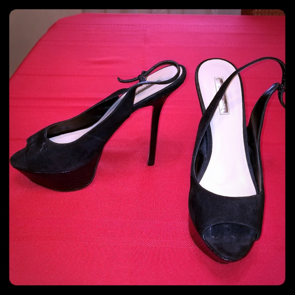 Black Open toe sling back